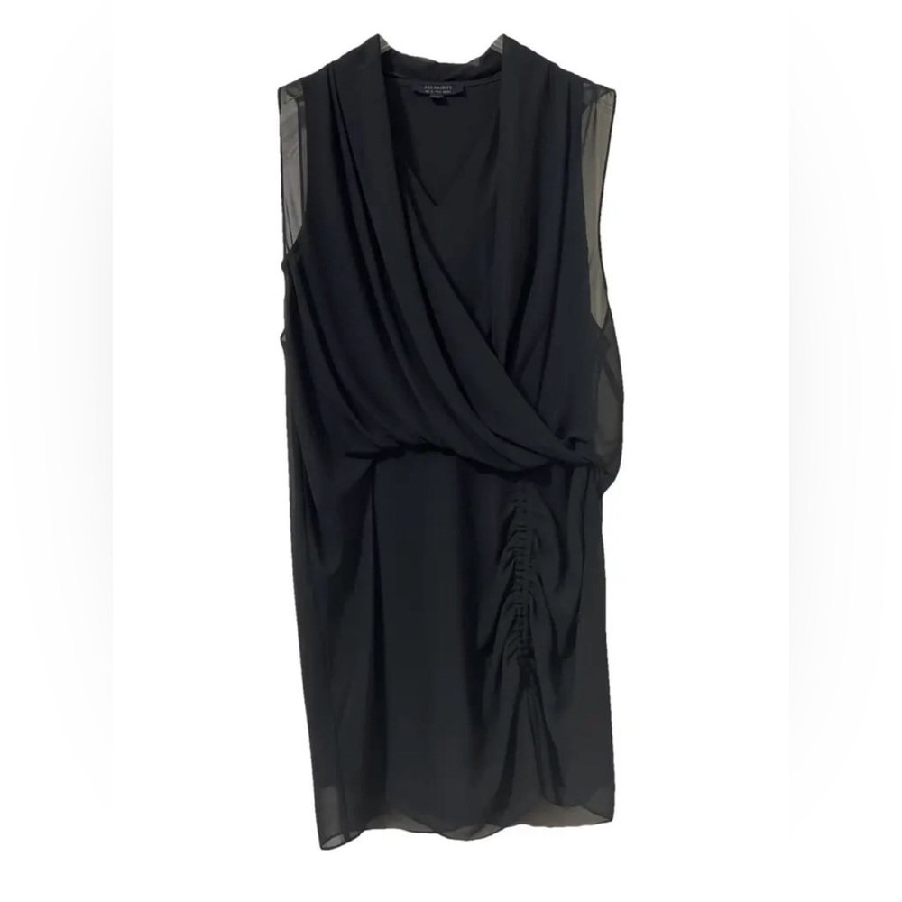 All Saints Black Draped Mini Dress